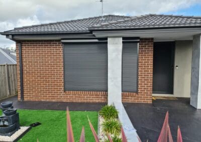 black roller shutters with fountain