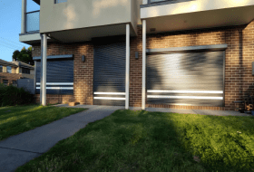 Double story house two colours roller shutters